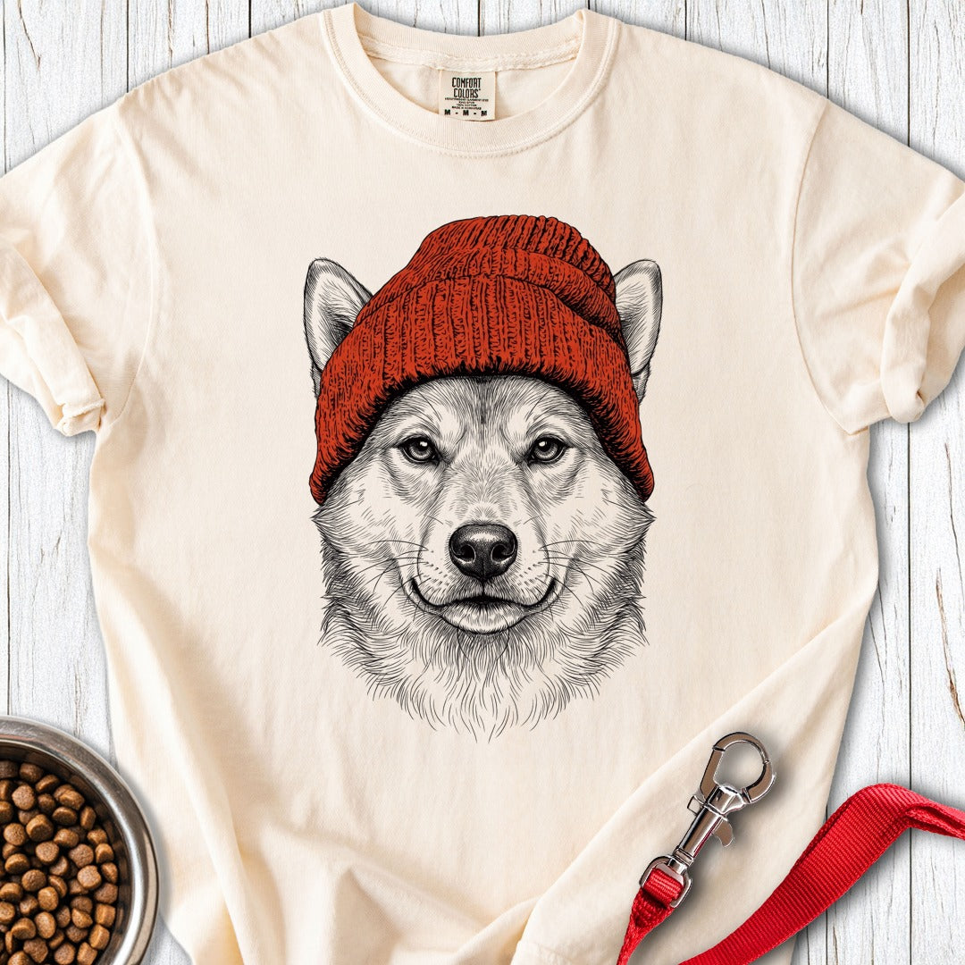 Shiba Beanie Premium Tee Ivory