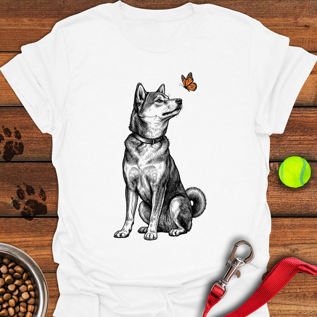 Shiba Inu Butterfly White