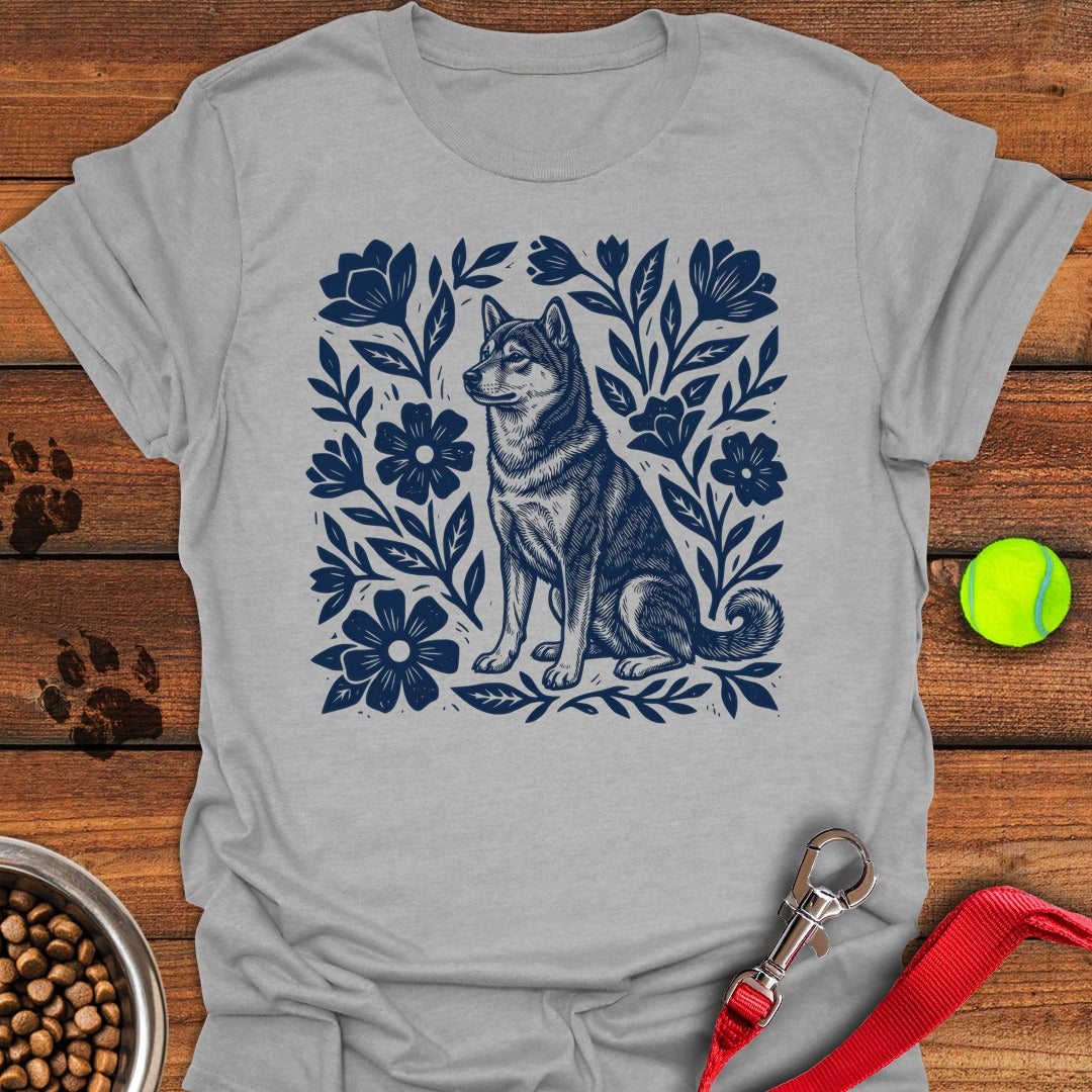 Shiba Inu Linocut Sport Grey