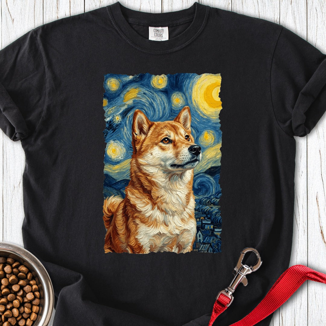 Shiba Inu Van Gogh Premium Tee Black