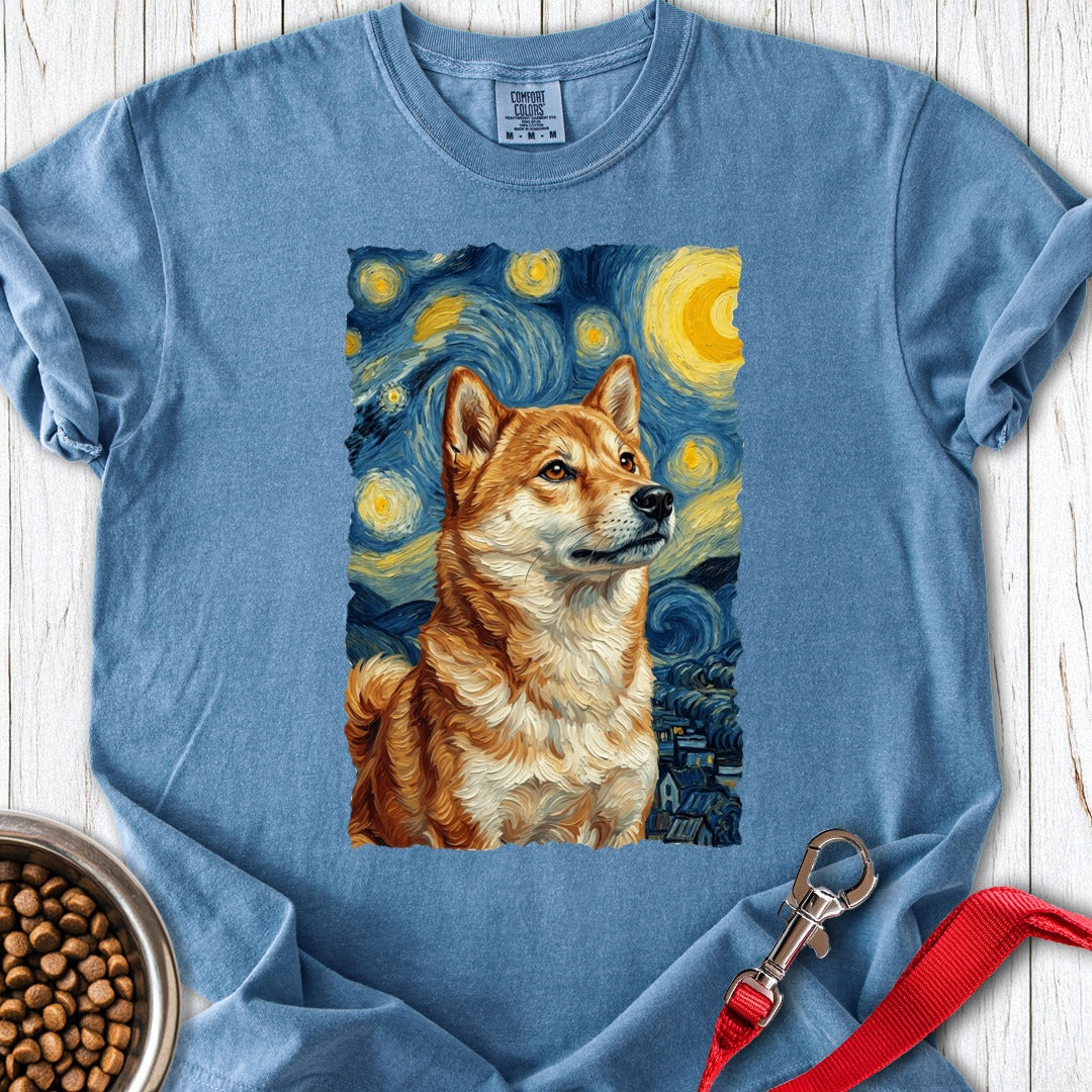Shiba Inu Van Gogh Premium Tee Blue Jean