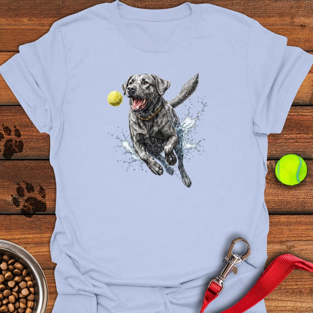 Silver Labrador Running Light Blue