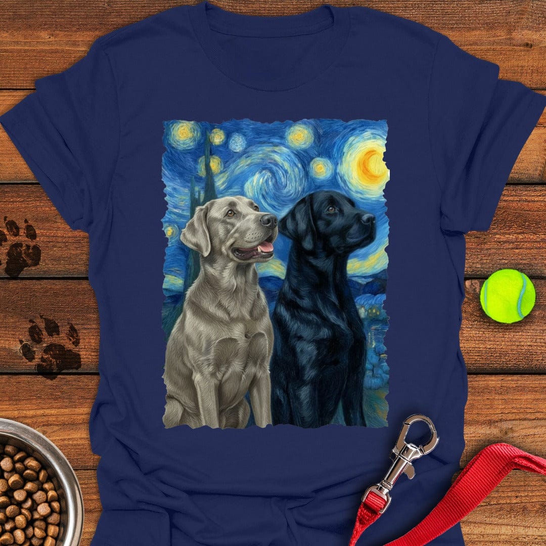 Silver and Black Lab Starry Night Navy