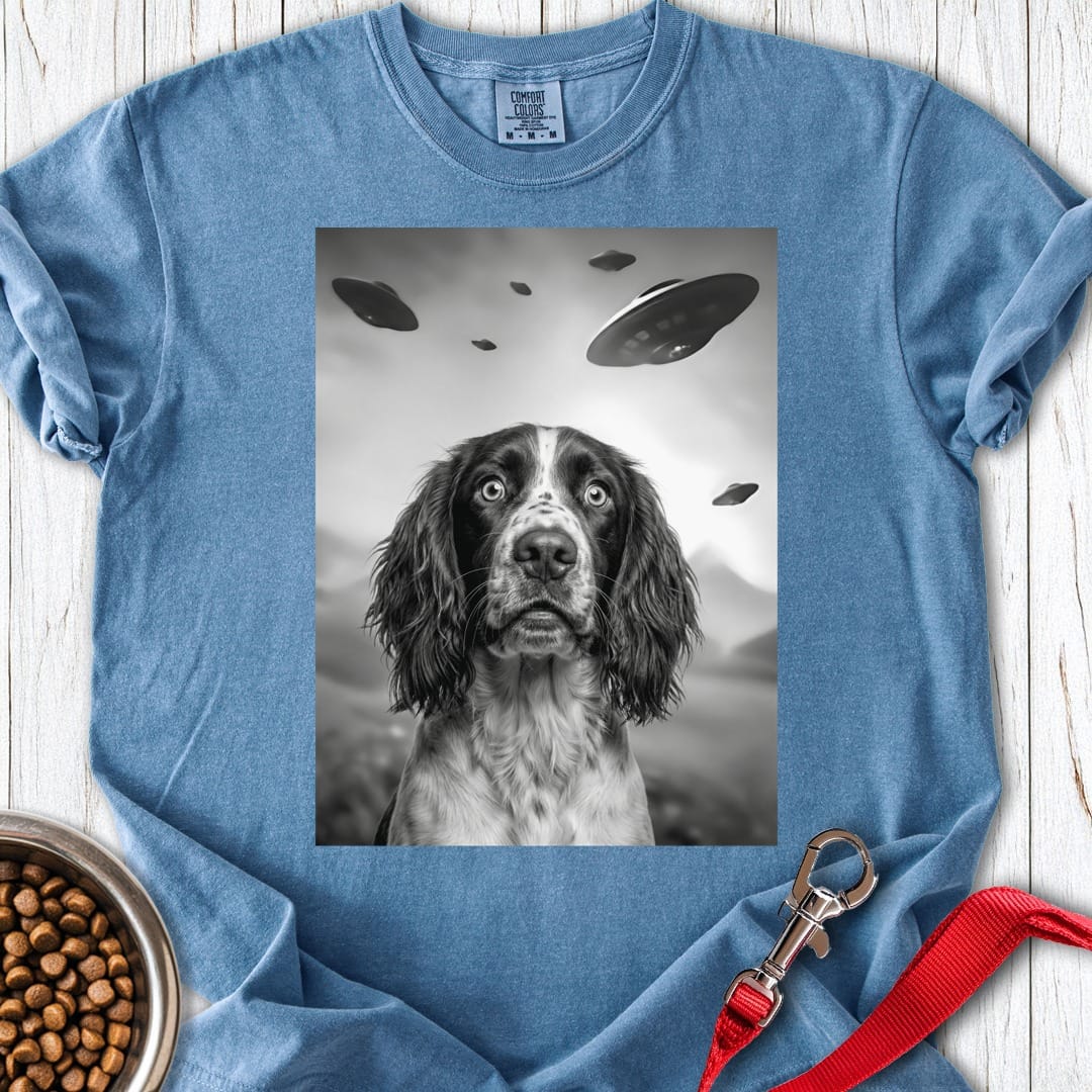 Springer Spaniel UFO Premium Tee Blue Jean