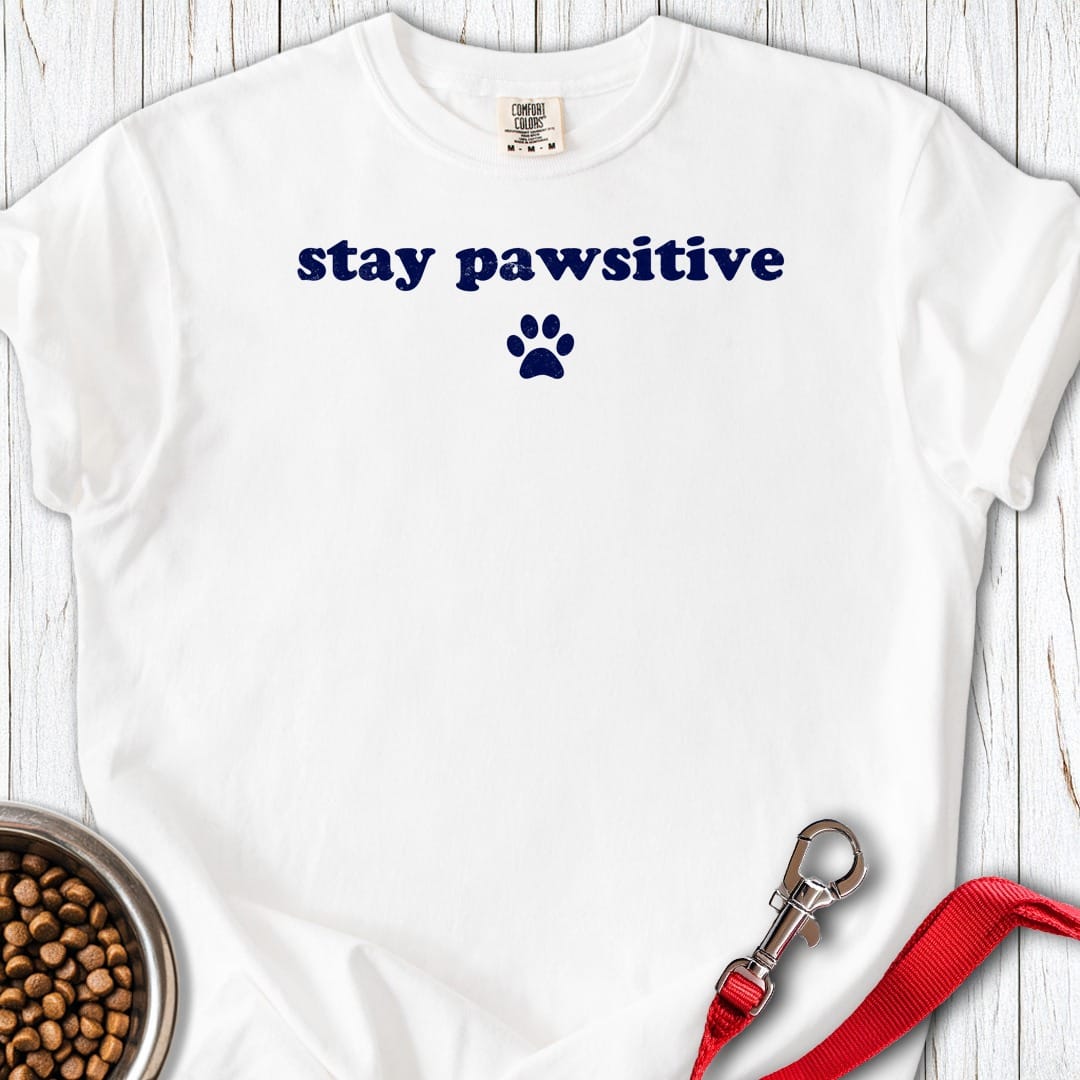 Stay Pawsitive Premium Tee White