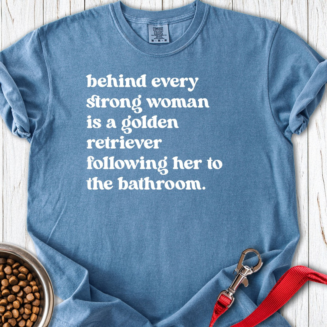 Strong Golden Retriever Woman Premium Tee Blue Jean