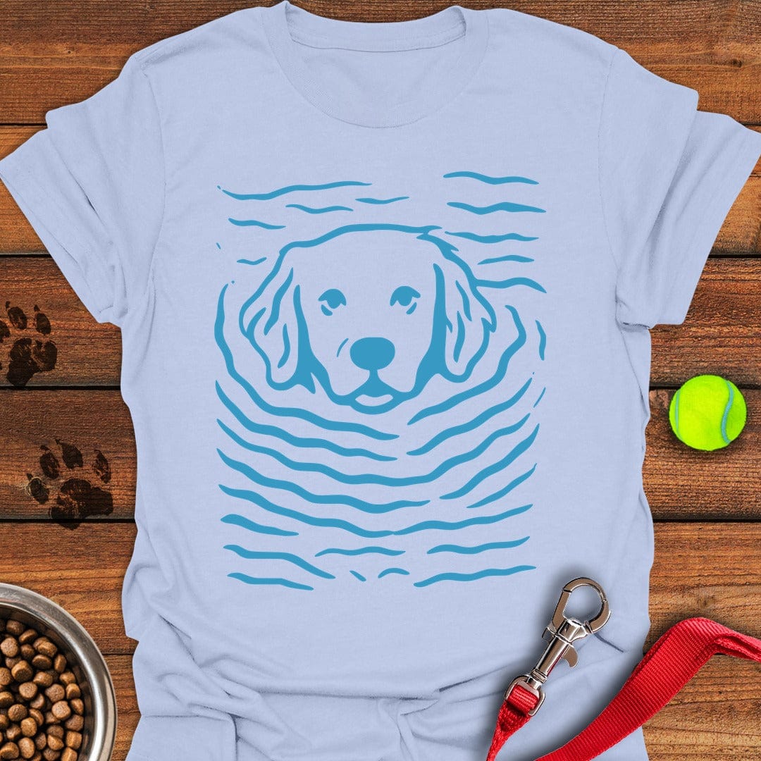 Swimming Golden Retriever T-Shirt Light Blue