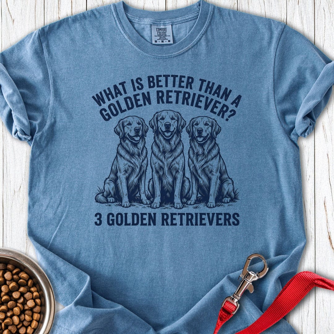 Three Golden Retrievers Premium Tee Blue Jean