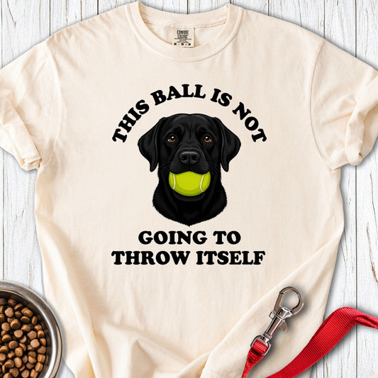 Throw Ball Black Labrador Premium Tee Ivory