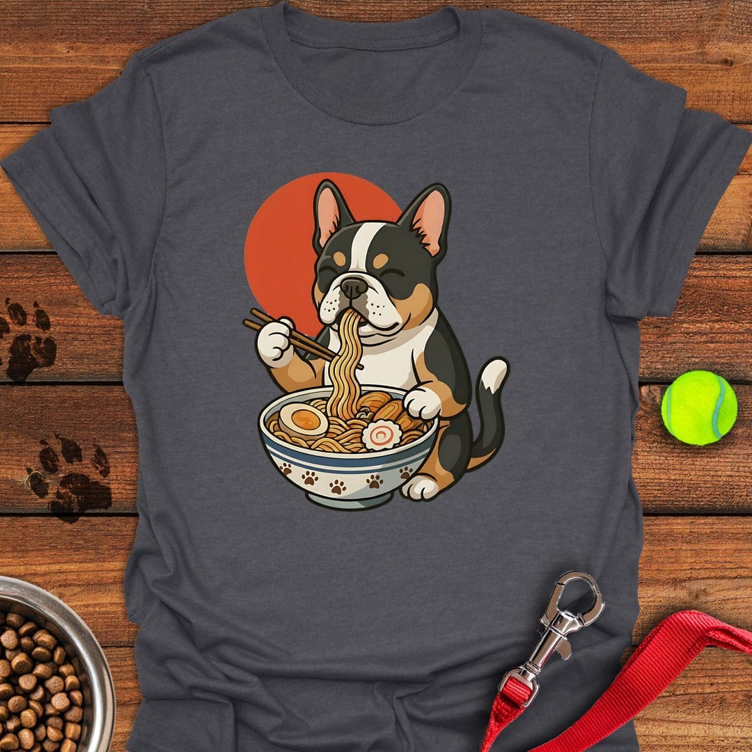 Tri Color Frenchie Eating Ramen Dark Heather