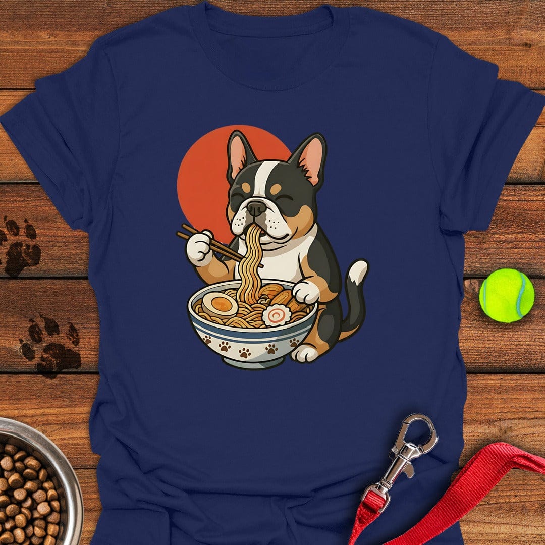 Tri Color Frenchie Eating Ramen Navy