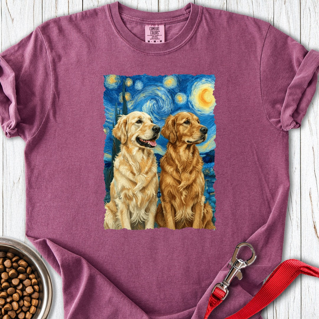 Two Golden Retrievers Van Gogh Premium Tee Berry