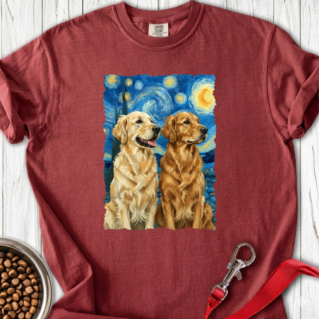 Two Golden Retrievers Van Gogh Premium Tee Brick