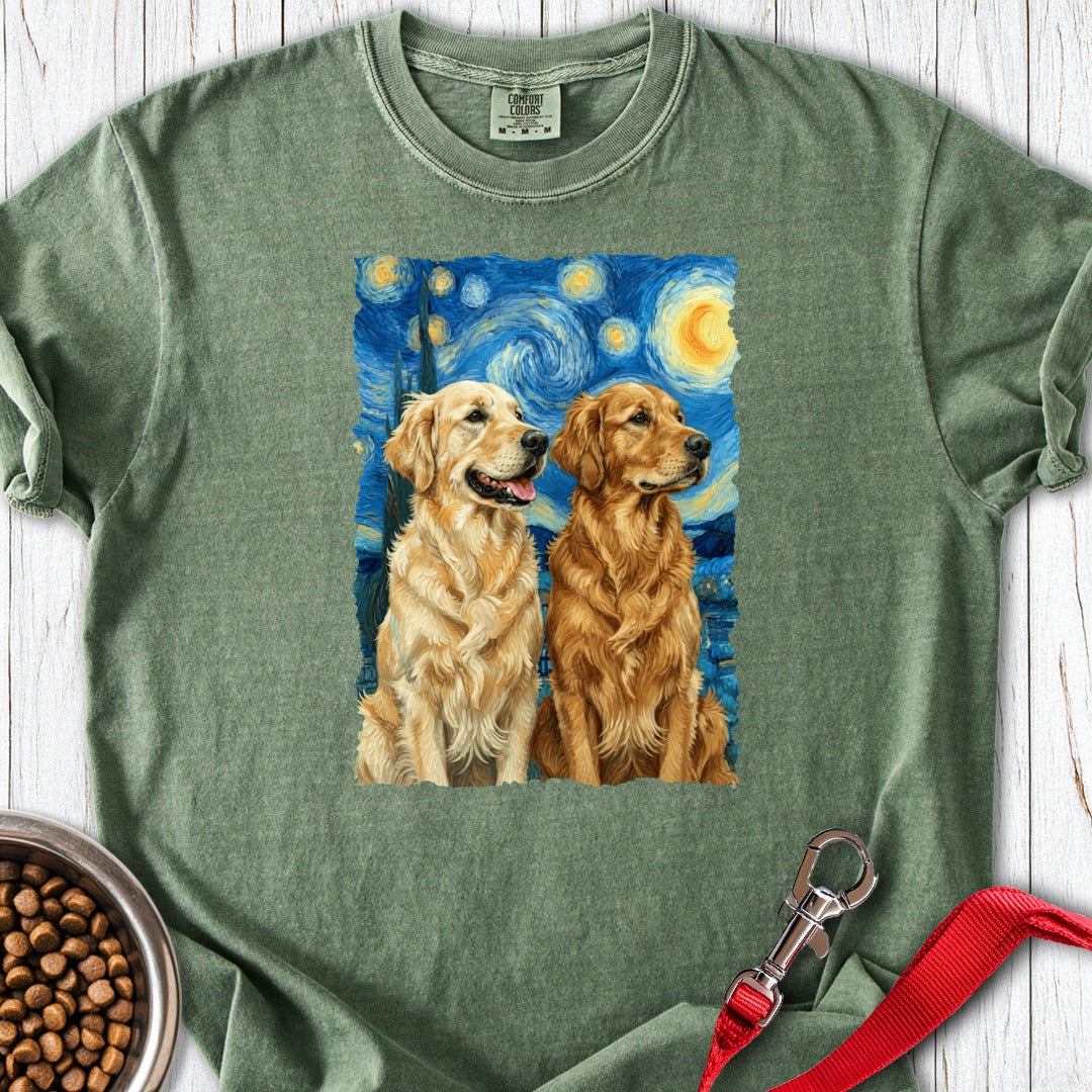 Two Golden Retrievers Van Gogh Premium Tee Moss