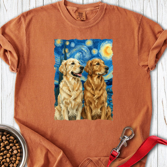 Two Golden Retrievers Van Gogh Premium Tee Yam