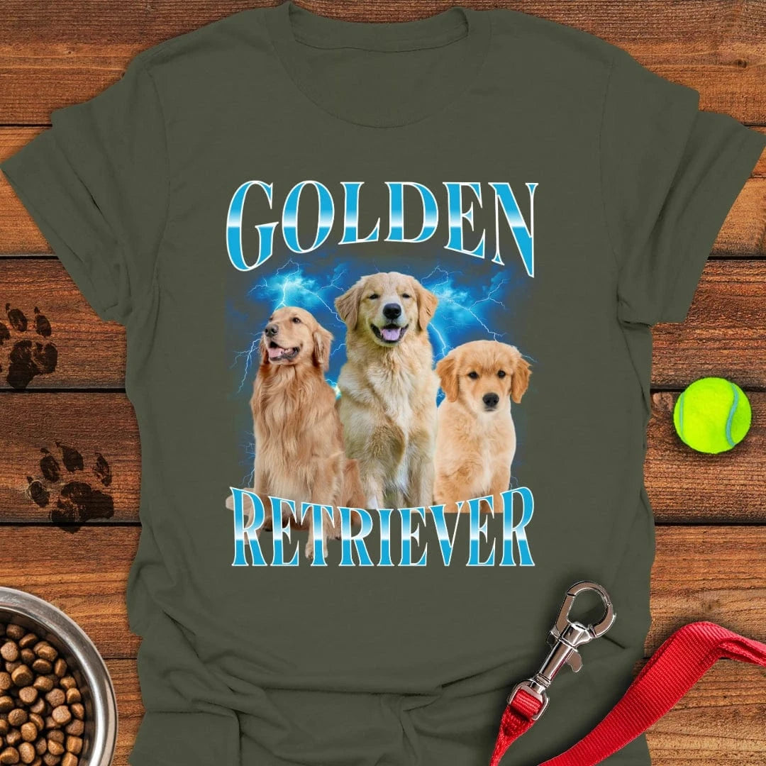 Golden Retriever Bootleg T-Shirt Military Green