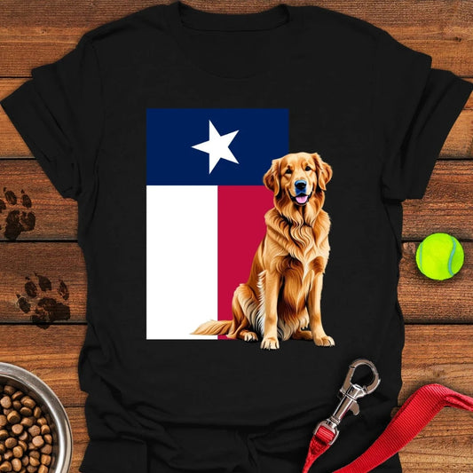 Golden Retriever Texas Flag T-Shirt Black