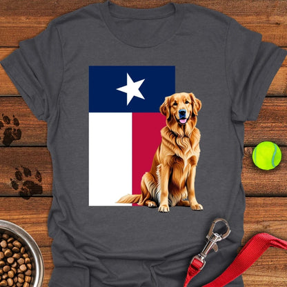 Golden Retriever Texas Flag T-Shirt Dark Heather