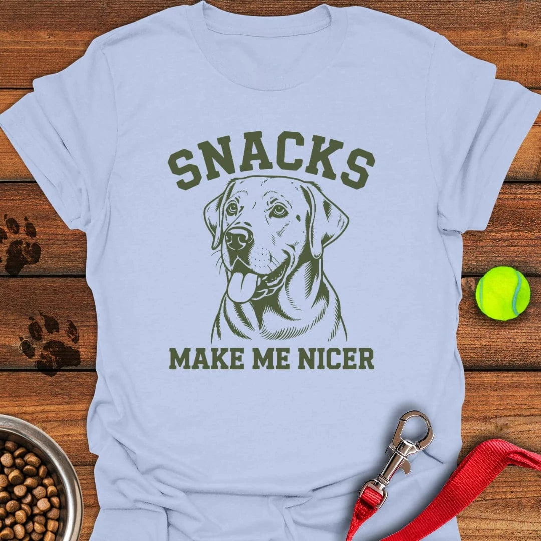 Snacks Make Me Nicer Lab T-Shirt Light Blue