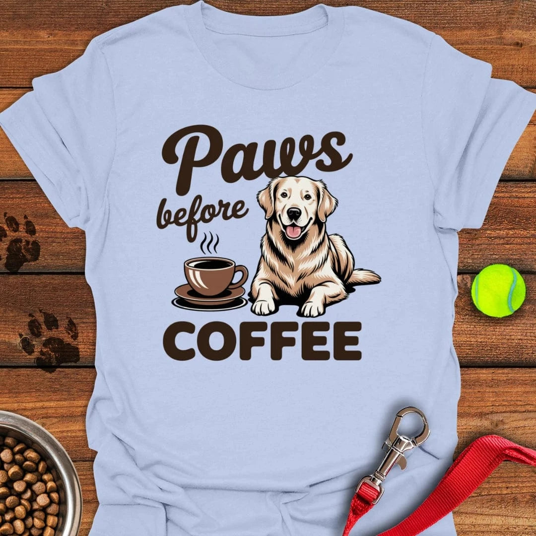 Golden Retriever Coffee T-Shirt Light Blue