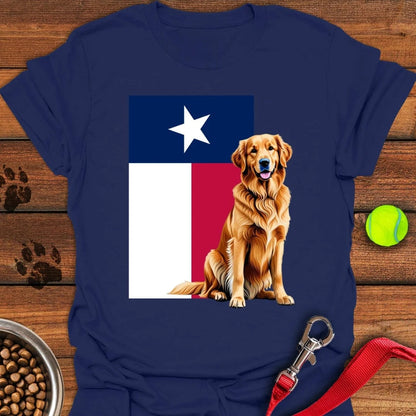 Golden Retriever Texas Flag T-Shirt Navy