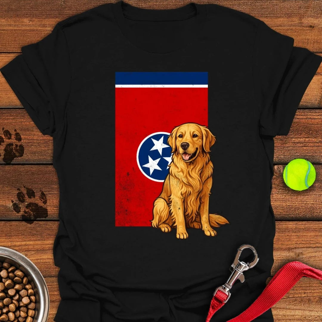 Golden Retrievers Tenessee Flag T-Shirt Black