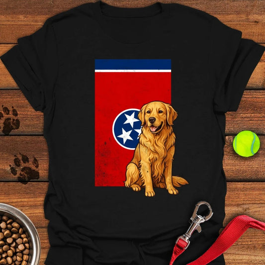 Golden Retrievers Tenessee Flag T-Shirt Black