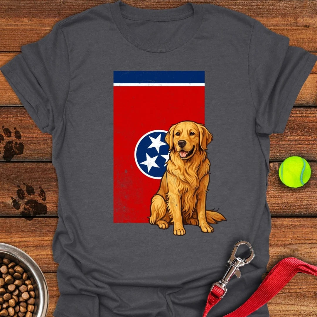 Golden Retrievers Tenessee Flag T-Shirt Dark Heather