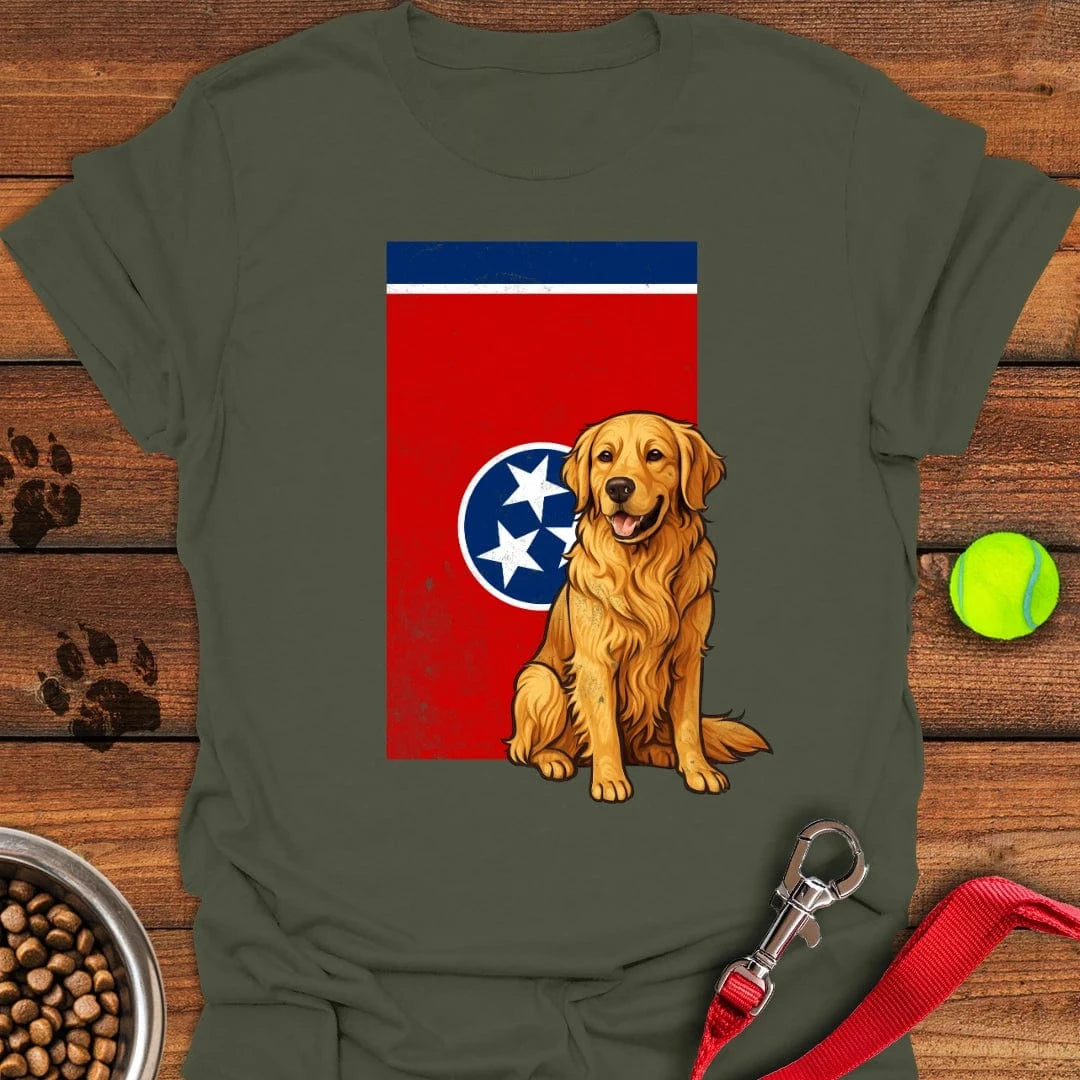 Golden Retrievers Tenessee Flag T-Shirt Military Green