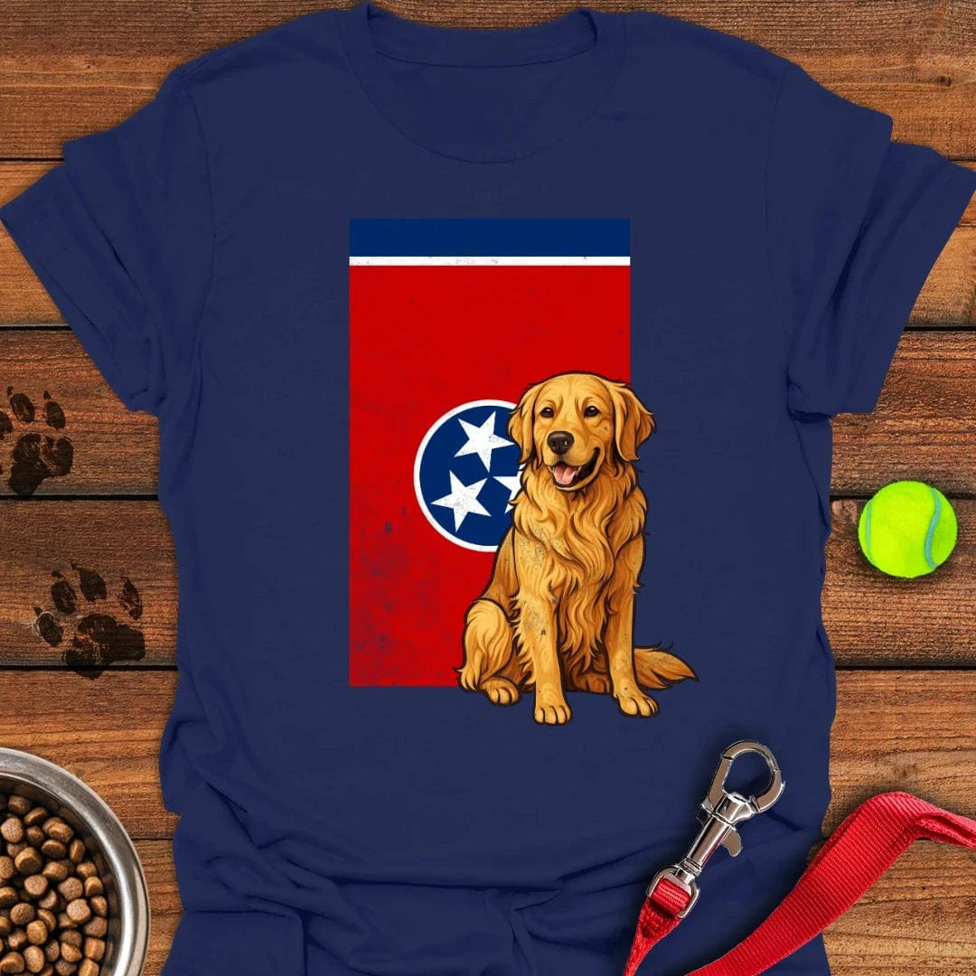 Golden Retrievers Tenessee Flag T-Shirt Navy