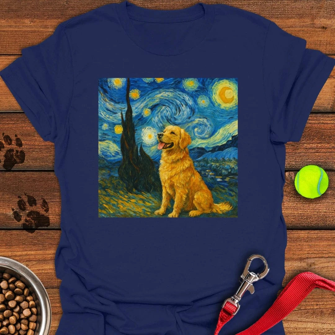 Golden Retriever Van Gogh T-Shirt Navy
