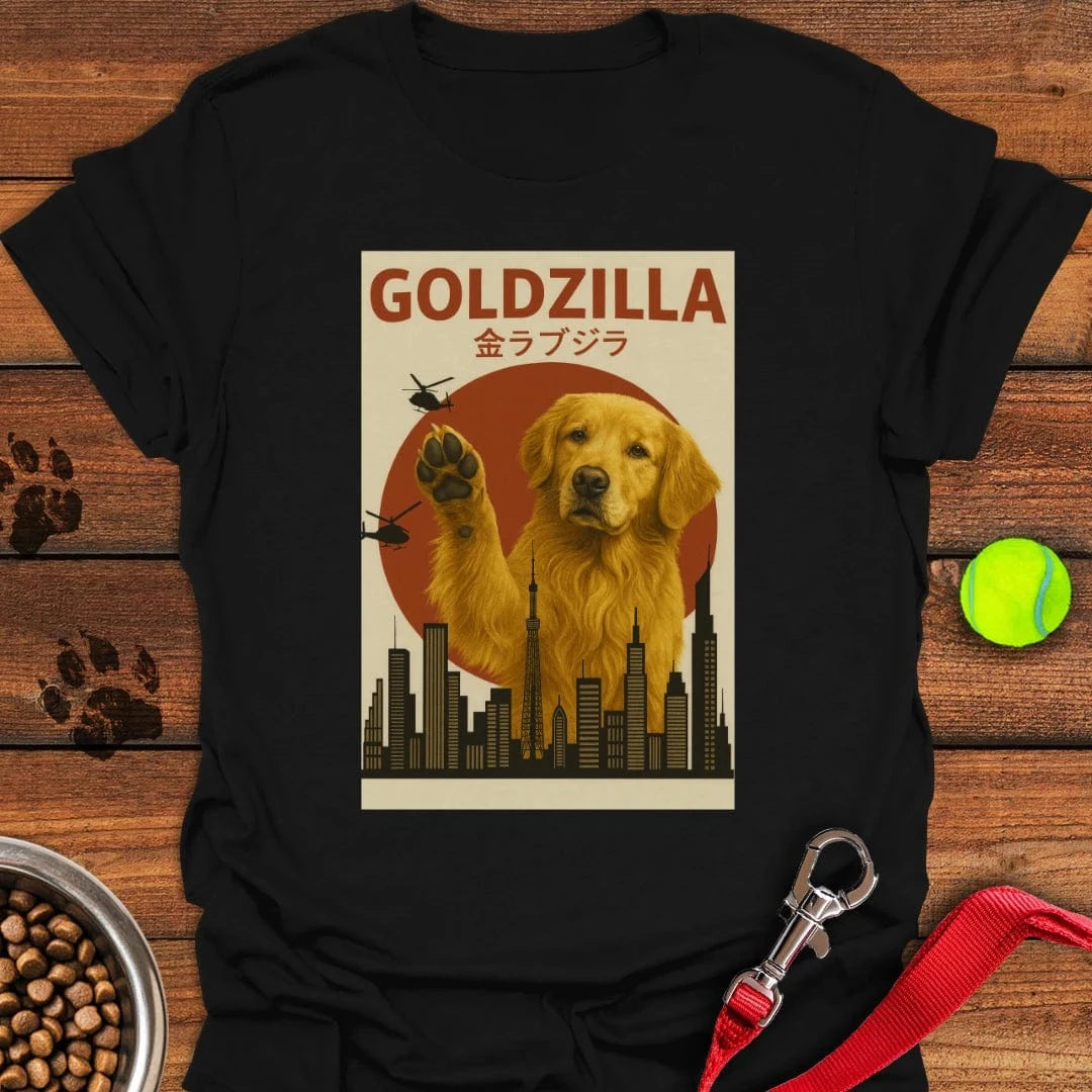 Golden Retriever Goldzilla T-Shirt Black