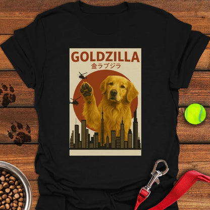 Golden Retriever Goldzilla T-Shirt Black