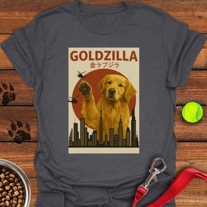 Golden Retriever Goldzilla T-Shirt Dark Heather