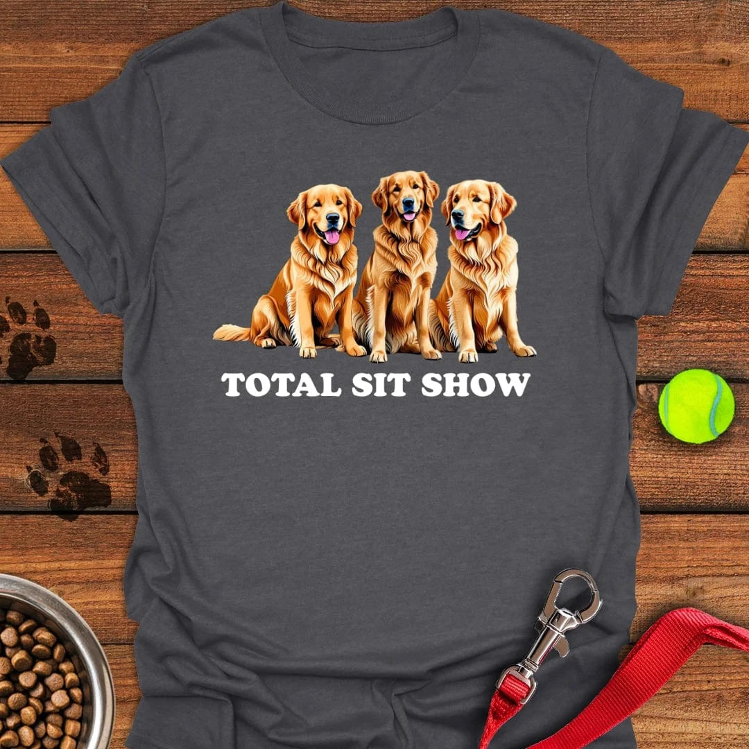Golden Retriever Sit Show T-Shirt Dark Heather