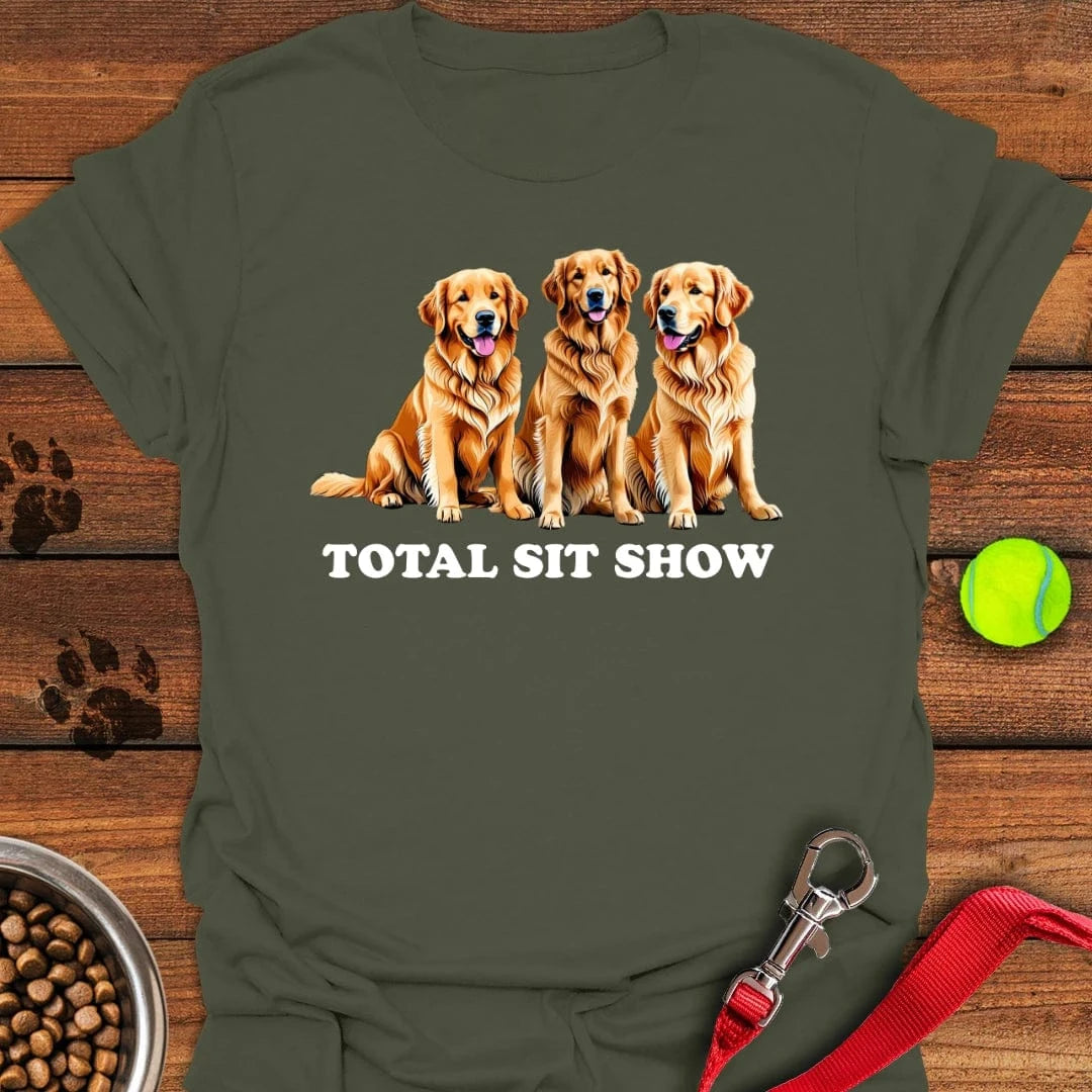 Golden Retriever Sit Show T-Shirt Military Green