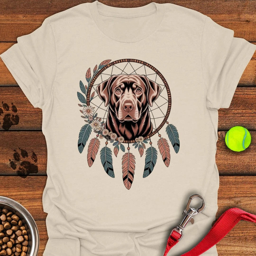 Chocolate Labrador Boho Dream Catcher T-Shirt Natural