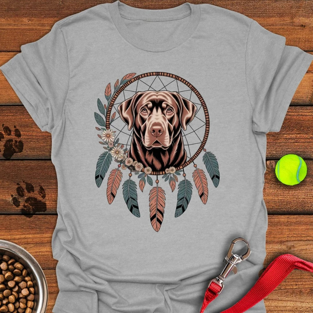 Chocolate Labrador Boho Dream Catcher T-Shirt Sport Grey