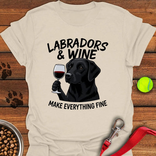Black Labradors & Wine T-Shirt Natural
