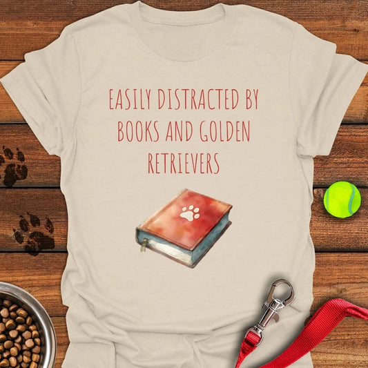 Books and Golden Retrievers T-Shirt Natural