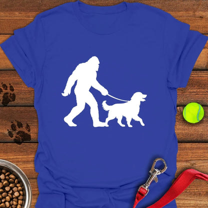 Bigfoot Walking Golden Retriever T-Shirt