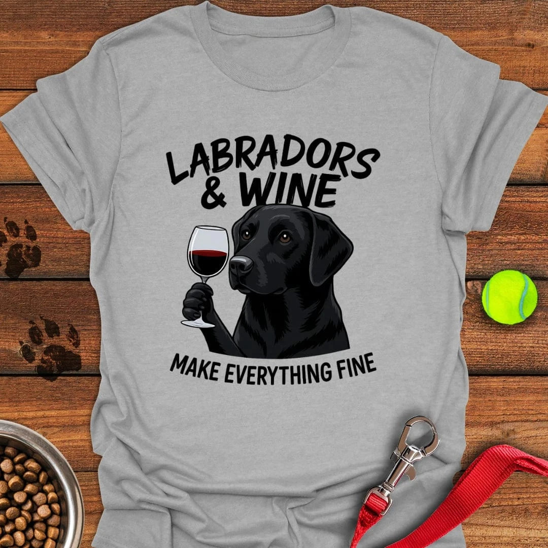 Black Labradors & Wine T-Shirt Sport Grey