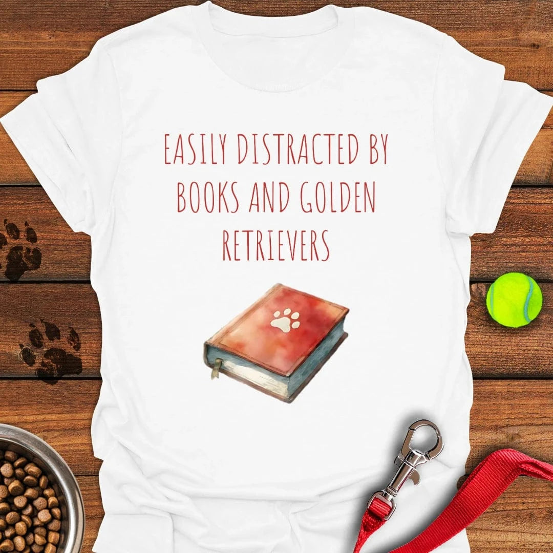 Books and Golden Retrievers T-Shirt White