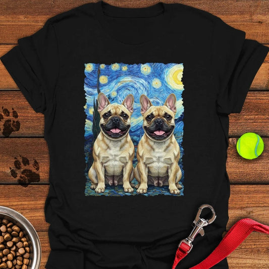 French Bulldogs Starry Night T-Shirt Black