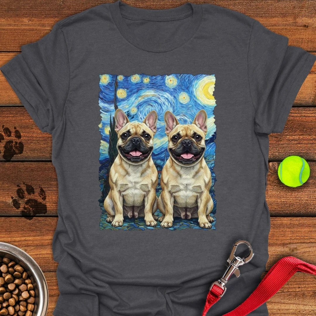 French Bulldogs Starry Night T-Shirt Dark Heather
