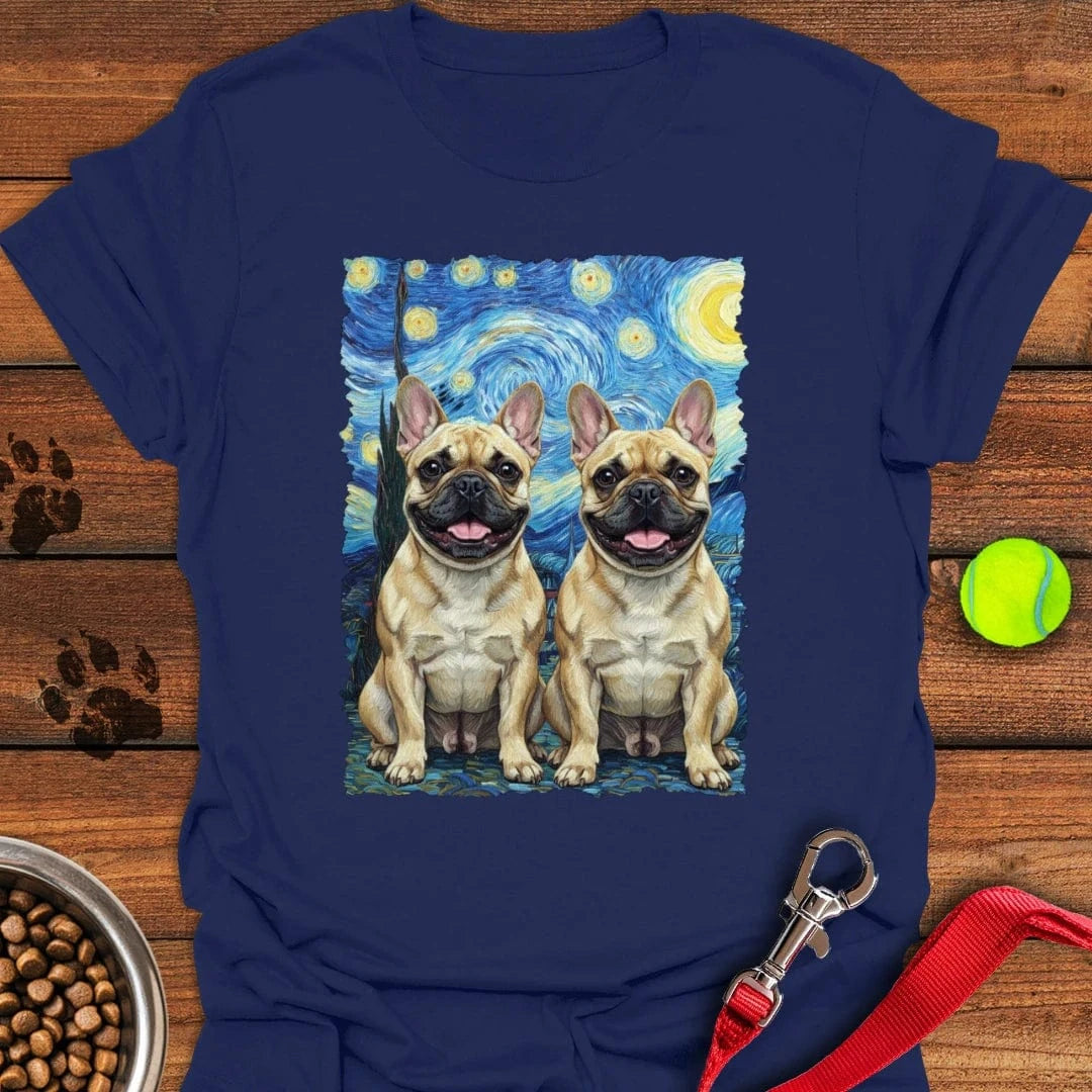 French Bulldogs Starry Night T-Shirt Navy