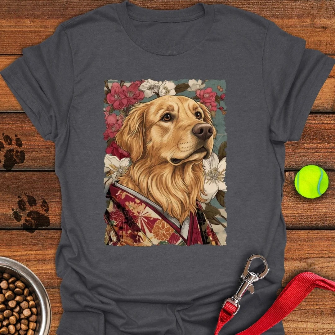 Golden Retriever Japanese Art T-Shirt Dark Heather