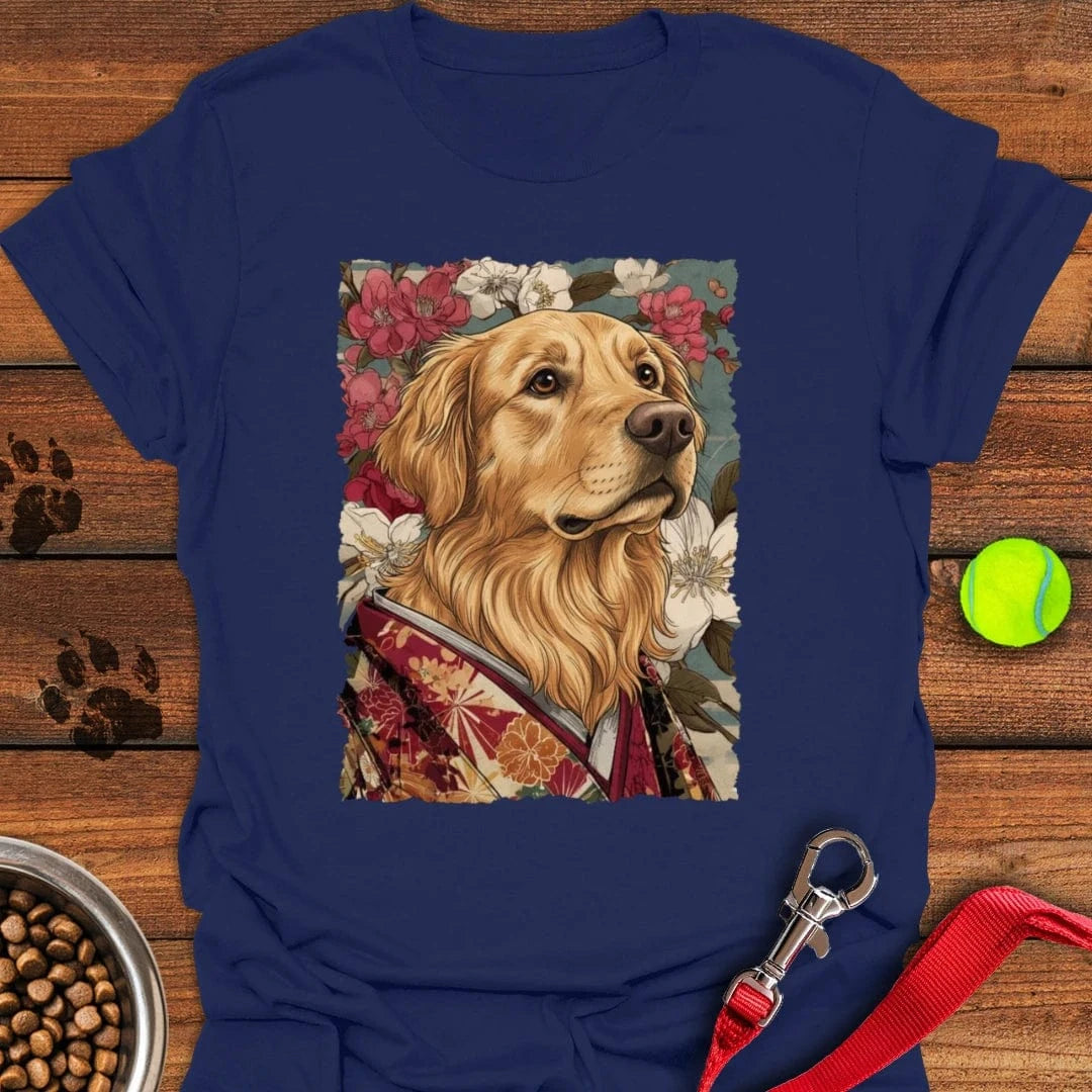 Golden Retriever Japanese Art T-Shirt Navy