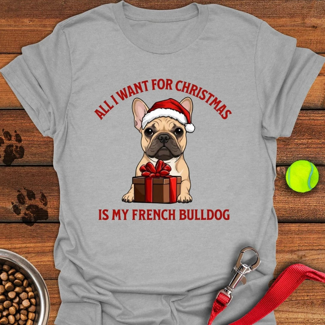 French Bulldog Christmas T-Shirt Sport Grey