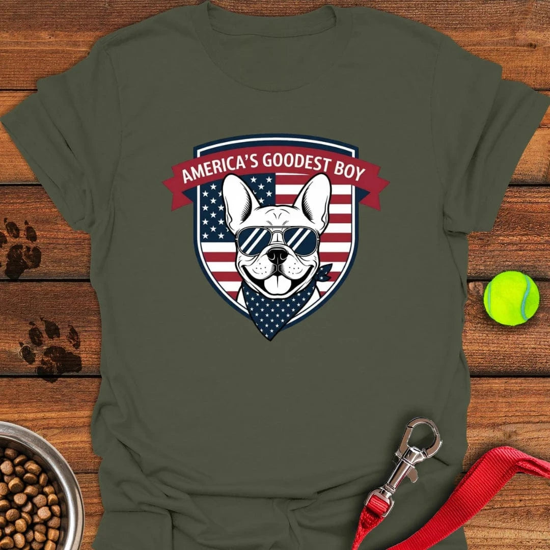 French Bulldog Goodest Boy T-Shirt Military Green
